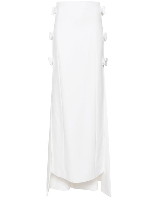Huishan Zhang White Sabina Bow-detail Crepe Midi Skirt