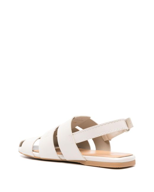 J.W. Anderson White Neutral Fisherman Slingback Leather Sandals - Women's - Rubber/calf Leather