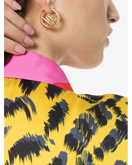 Fendi Black Mini F is Fendi Hoop Earrings Fendi