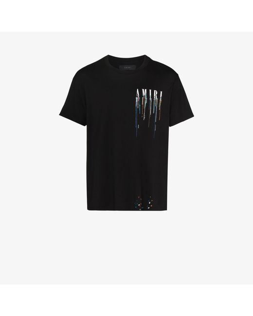 Amiri Paint Drip Logo Print Tshirt in Black for Men Lyst