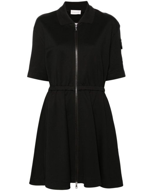 Moncler Black Logo-appliqué Flared Mini Dress - Women's - Cotton/polyamide