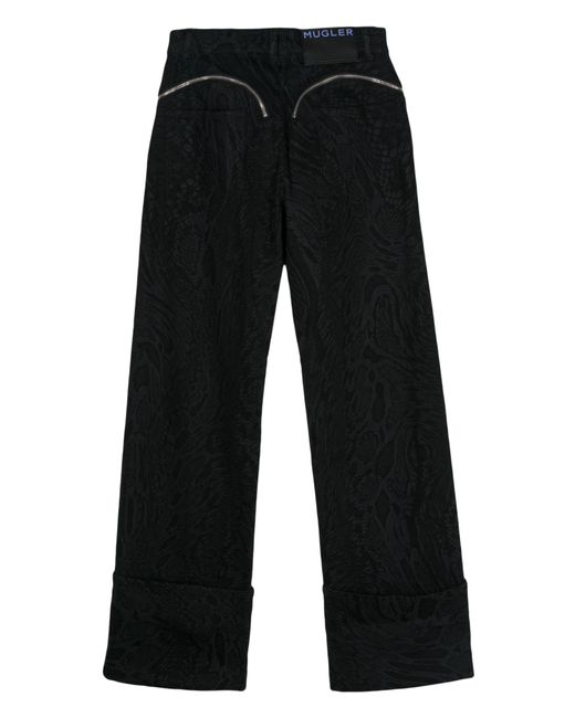 Mugler Black Zipped Straight-leg Jeans