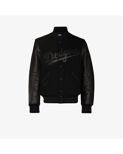 Polo Ralph Lauren Wool Los Angeles Dodgers Baseball Jacket in Black for