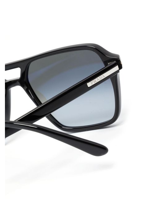 Prada Blue Logo-plaque Pilot-frame Sunglasses for men