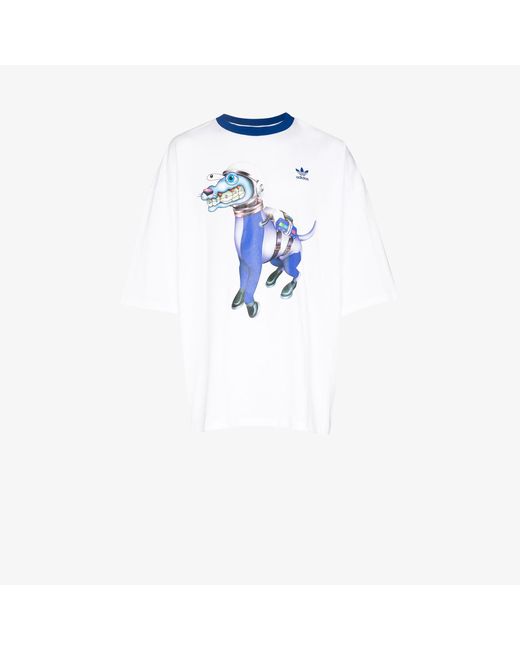 Adidas White X Kerwin Frost Dog Print T-shirt for men
