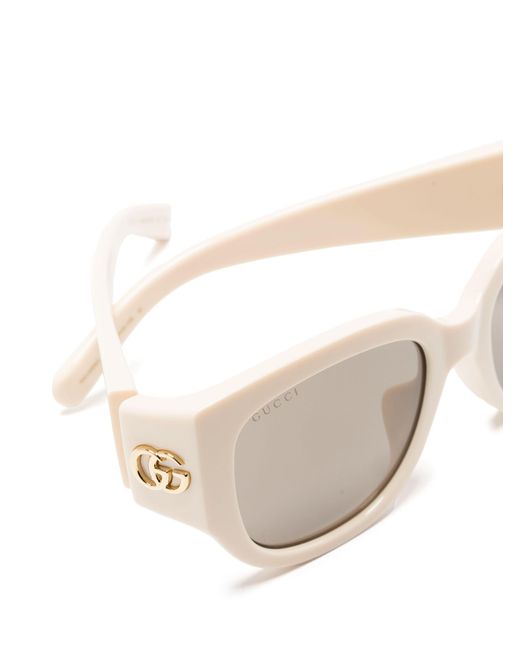 Gucci Natural Neutral Double G Square-frame Sunglasses
