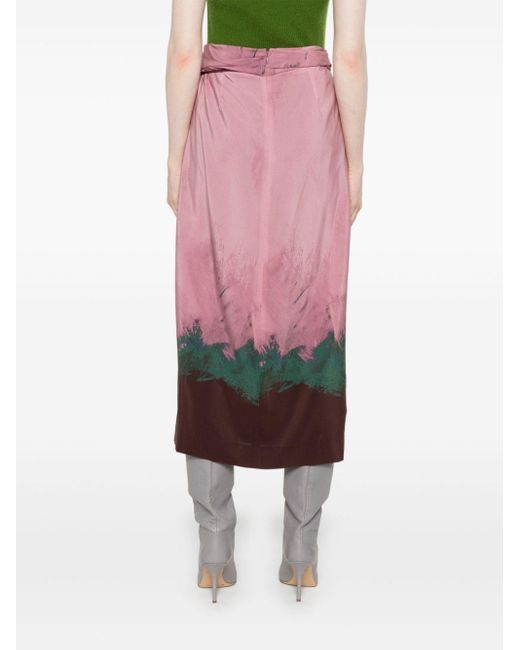 Dries Van Noten Pink Sidras Midi Skirt