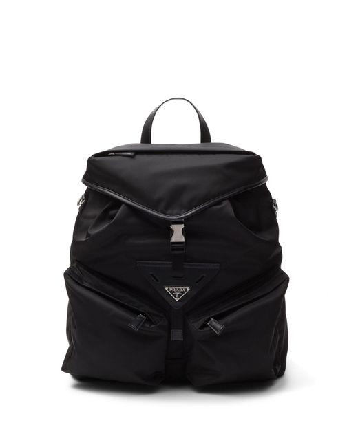 Prada Black Re-nylon Leather-trimmed Backpack for men