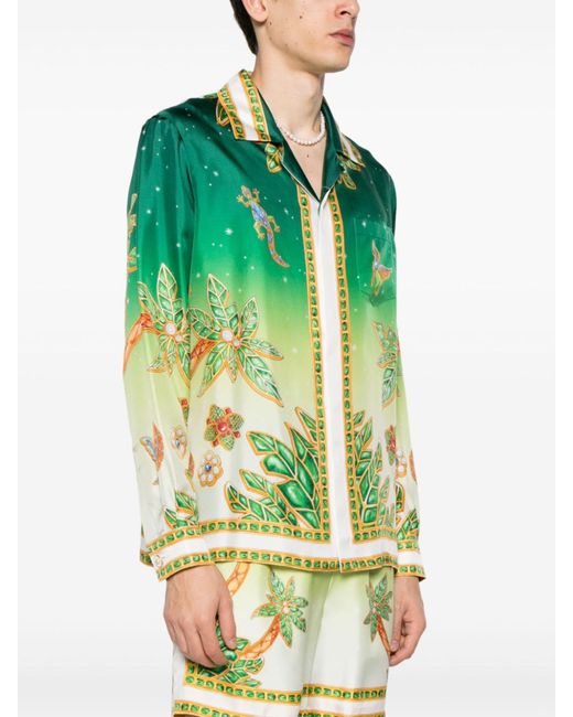 Casablancabrand Green Joyaux D'afrique Silk Shirt for men
