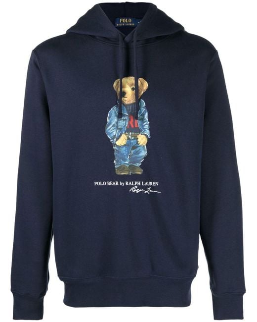 Polo Ralph Lauren Teddy Bearprint Pullover Hoodie in Blue for Men Lyst