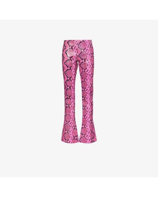 Marques'Almeida Pink Python Effect Leather Trousers