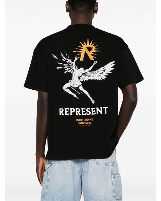 Represent Black Icarus Cotton T-Shirt for men