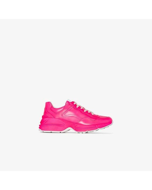 Gucci Pink Rhyton Leather Sneakers