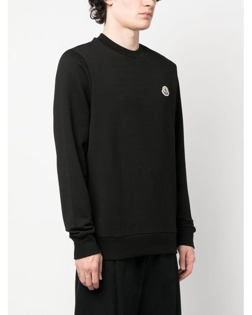 Moncler Black Logo-patch Cotton Sweatshirt for men