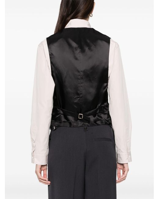 Miu Miu Black Logo-appliqué Pinstripe Vest
