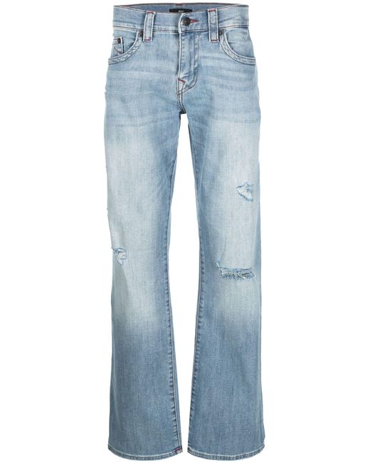 True Religion Blue Straight-leg Distressed Jeans for men