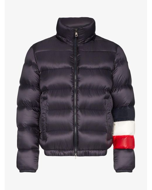 Moncler Blue Willm Tricolour Stripe Quilted-down Jacket for men