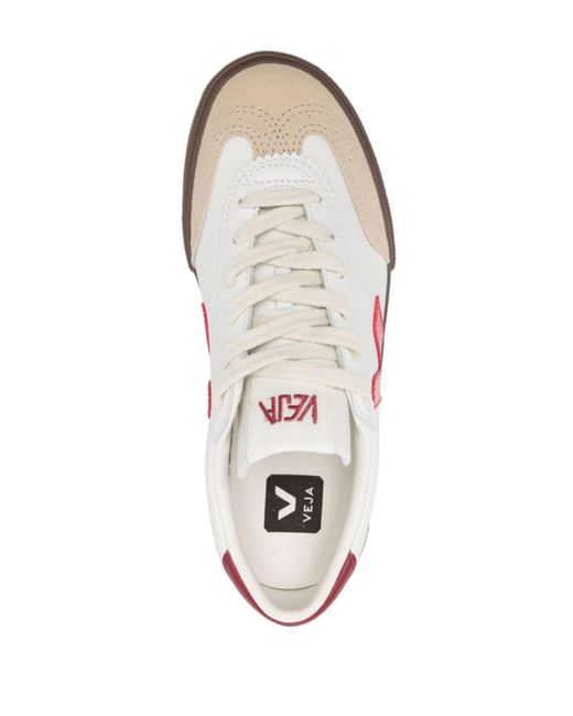 Veja Pink Volley Panelled Leather Sneakers