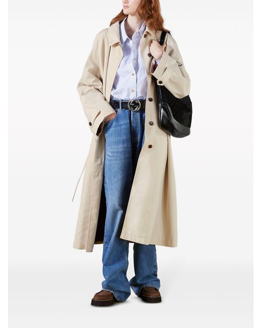 Gucci Belted Gabardine Trench Coat in Natural | Lyst