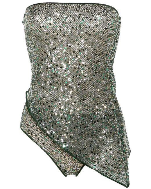 Oseree Gray Sequined Mesh Bandeau Set (set Of Two)