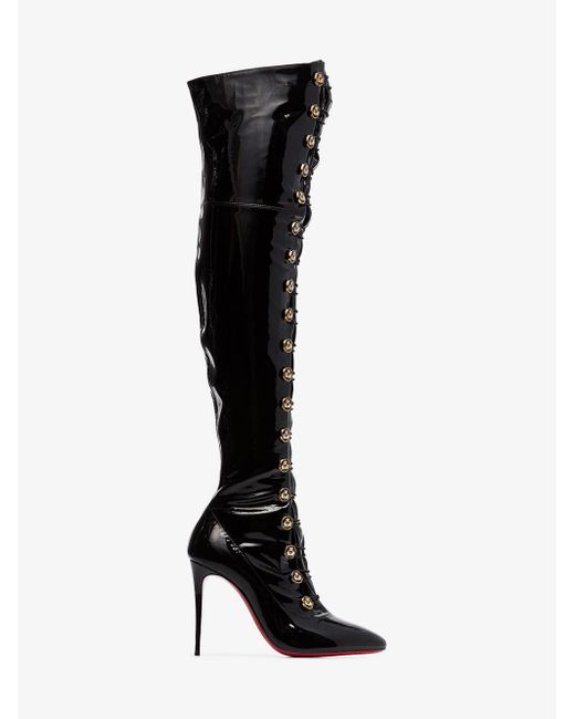 Christian Louboutin Black Frenchissima Alta 100 Patent-leather Over-the-knee Boots