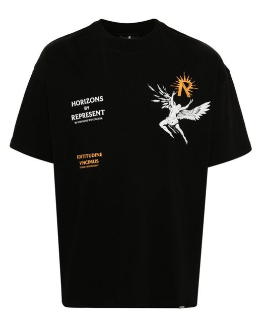 Represent Black Icarus Cotton T-Shirt for men