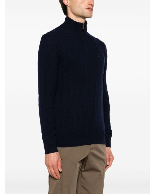 Polo Ralph Lauren Blue Polo Pony Cable-knit Sweater - Men's - Cotton/wool for men