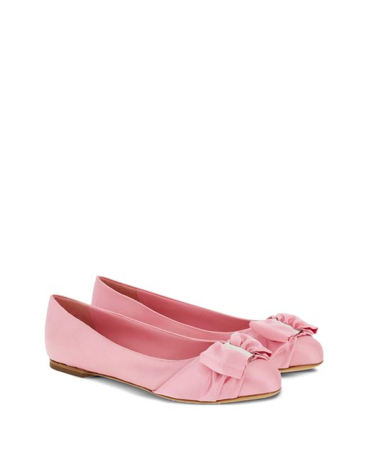 Ferragamo Pink Vara Bow-detailing Leather Loafers