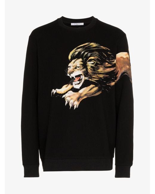 Givenchy Lion Print Cotton Jumper in Black for Men Lyst UK