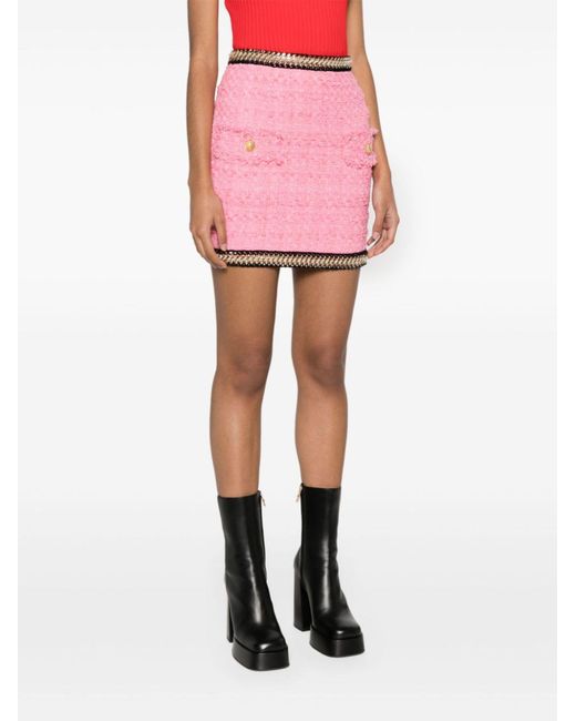Balmain Pink Tweed Pencil Skirt