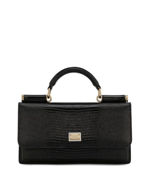 Dolce & Gabbana Black Sicily Iguana-effect Mini Leather Shoulder Bag - Women's - Calf Leather/rayon