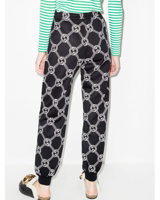 GUCCI★素敵！INTERLOCKING G LOGO BLACK COTTON TRACK PANTS Gucci | Interlocking G Track Trousers | Slim Fit Jogging