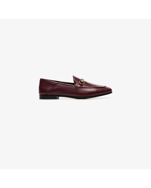 Gucci Red Burgundy Brixton Leather Loafers