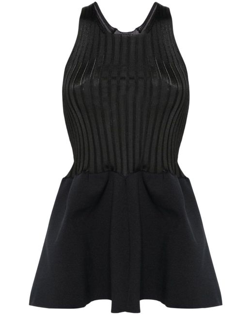 Jil Sander Black Ribbed-knit Peplum Top - Women's - Viscose/polyester