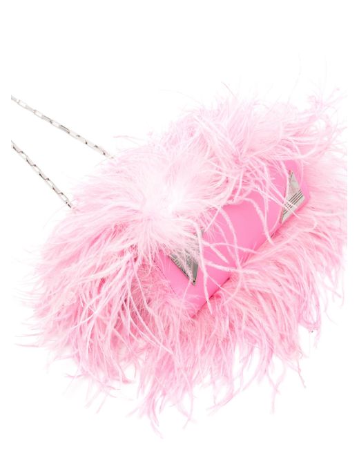The Attico Pink Midnight Feather Clutch Bag