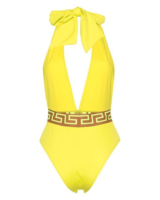Versace Yellow Logo-print Strap Swimsuit