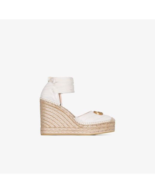 Gucci White Pilar 120mm Quilted Leather Espadrilles