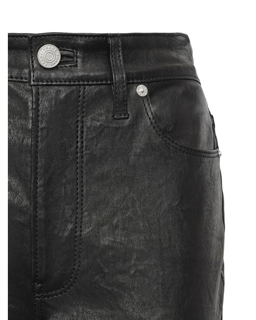 FRAME Gray Black Slim Stacked Leather Flared Jeans