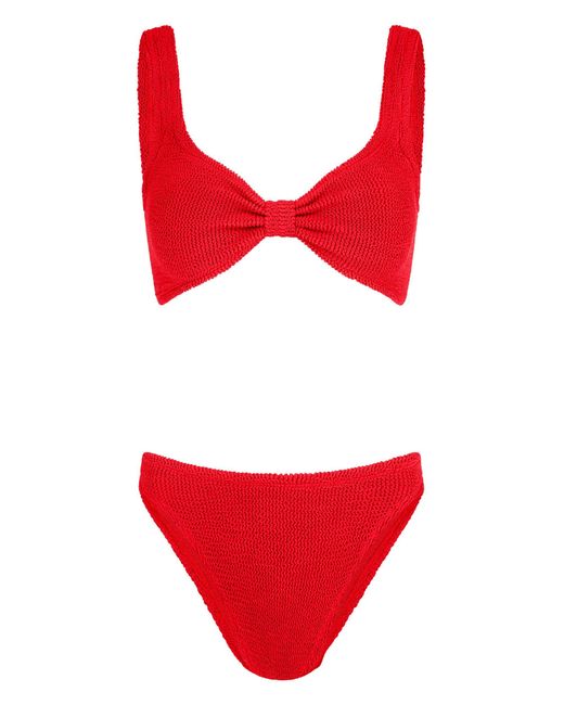 Hunza G Red Bonnie Crinkle Bikini - Women's - Lycra/nylon