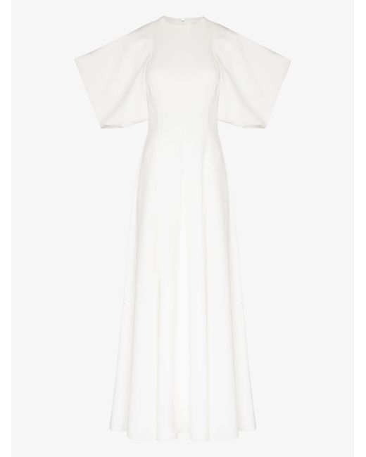 Roksanda White Adele Puff Sleeve Midi Dress - Women's - Acetate/polyester/silk
