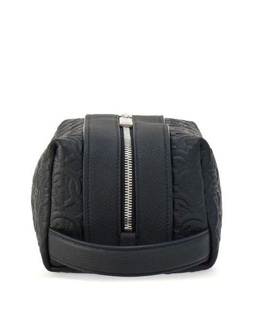 Ferragamo Black Gancini Dopp Leather Wash Bag for men