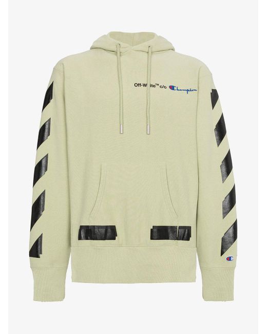 Off-White c/o Virgil Abloh Green X Champion Hoodie With Logo for men