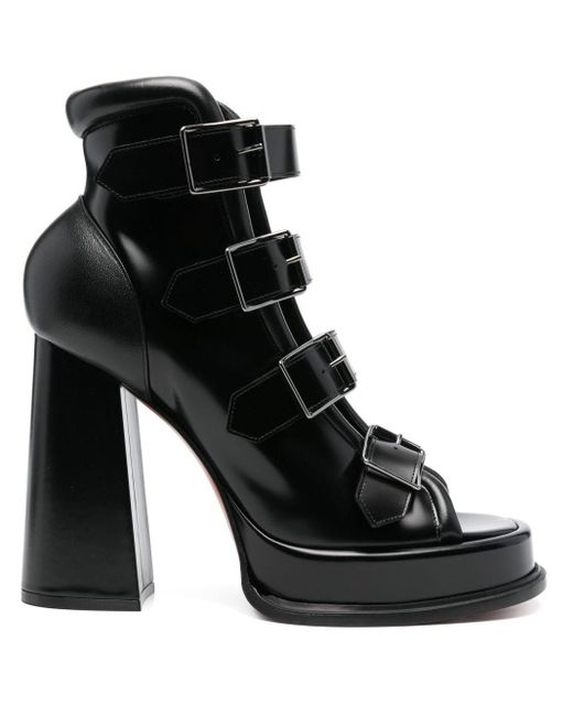 Alexander McQueen Black 130Mm Leather Ankle Boots