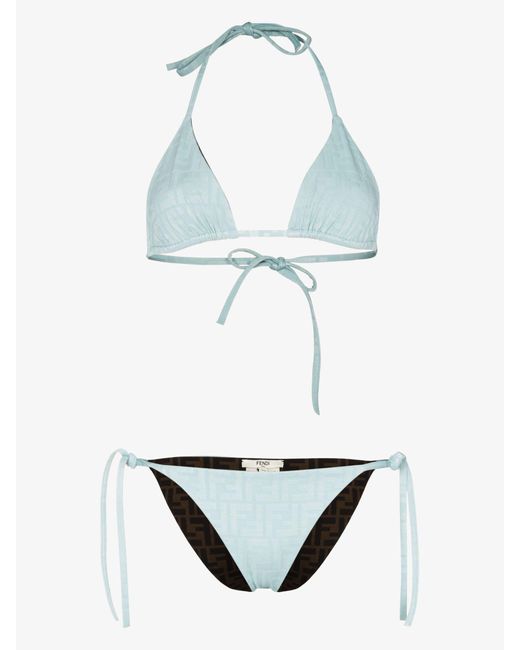 Fendi White Ff Reversible Triangle Bikini
