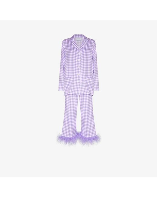 Sleeper Purple Party Gingham Feather Cuff Pyjamas