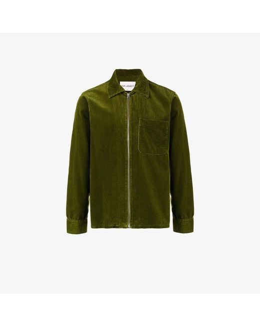 Our Legacy Green Drip Corduroy Shirt Jacket for men