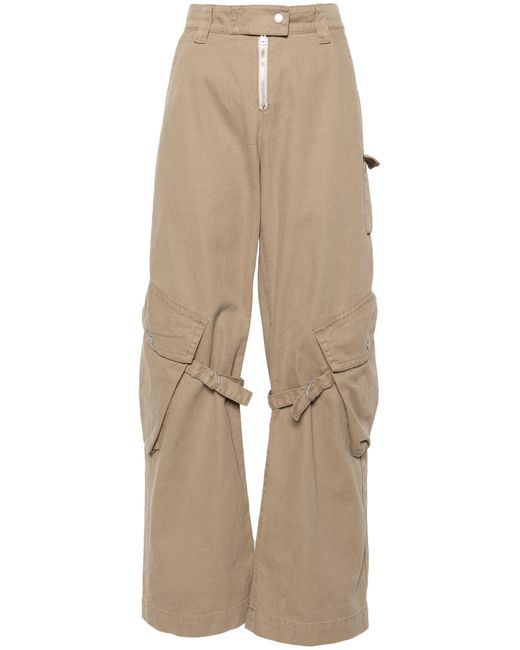 Acne Natural Neutral Straight-leg Cargo Trousers - Women's - Cotton