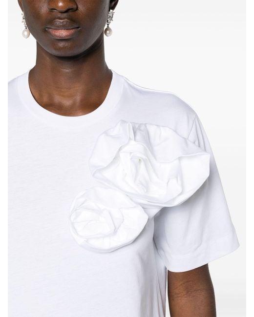 Simone Rocha White Pressed Rose Cotton T-shirt - Women's - Cotton