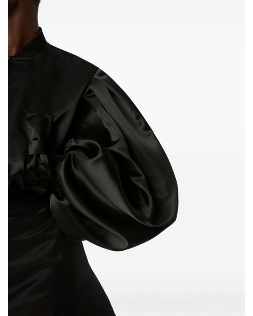 Nina Ricci Black Cropped Satin Bomber Jacket - Women's - Viscose/polyester