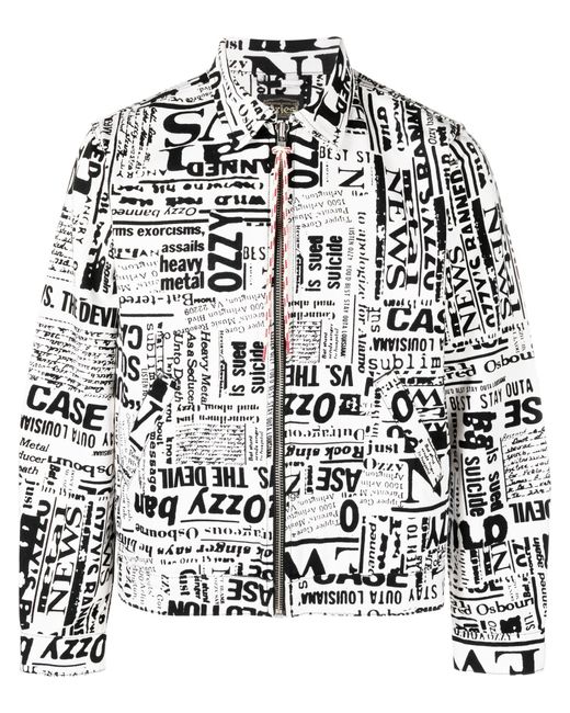 Aries Black Ozzy Newspaper Print Denim Jacket for men